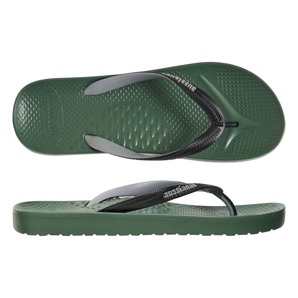 Olive/Black Aussianas Classic 2.5 Arch Support Thongs