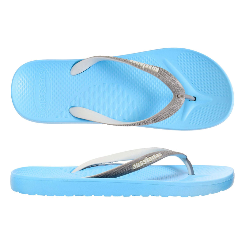 Sky/Grey Aussianas Classic 2.5 Arch Support Thongs - Aussie Soles AU