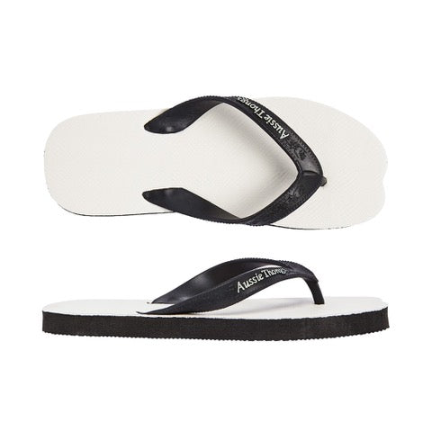 Black/white Aussie Thongs Double Pluggers